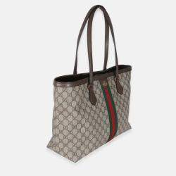 Pre Owned Gucci Beige GG Supreme Canvas Medium Ophidia Tote