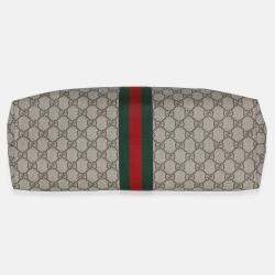 Pre Owned Gucci Beige GG Supreme Canvas Medium Ophidia Tote