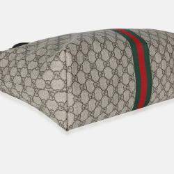 Pre Owned Gucci Beige GG Supreme Canvas Medium Ophidia Tote