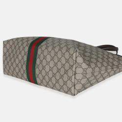 Pre Owned Gucci Beige GG Supreme Canvas Medium Ophidia Tote