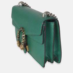 Pre Owned Gucci Emerald Pebbled Calfskin Small Dionysus Shoulder Bag