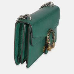 Pre Owned Gucci Emerald Pebbled Calfskin Small Dionysus Shoulder Bag