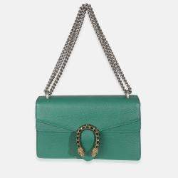 Pre Owned Gucci Emerald Pebbled Calfskin Small Dionysus Shoulder Bag