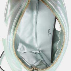 Pre Owned Gucci Salvy Green Iridescent Nappa Chevron Matelasse Small GG Marmont Chain Bag