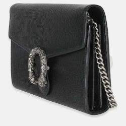 Pre Owned Gucci Black Dollar Calfskin Dionysus Chain Wallet