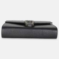 Pre Owned Gucci Black Dollar Calfskin Dionysus Chain Wallet