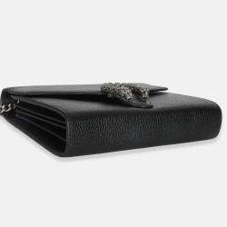 Pre Owned Gucci Black Dollar Calfskin Dionysus Chain Wallet
