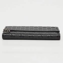 Pre Owned Gucci Black GG Imprime Canvas and Leather Bifold Long Wallet