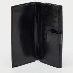 Pre Owned Gucci Black GG Imprime Canvas and Leather Bifold Long Wallet