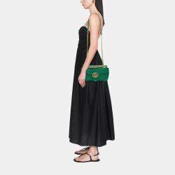 Pre Owned Gucci Green Medium GG Marmont Matelasse Leather Shoulder Bag