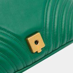 Pre Owned Gucci Green Medium GG Marmont Matelasse Leather Shoulder Bag
