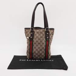 Pre Owned Gucci Beige/Brown GG Canvas and Leather Jolicoeur Tote
