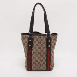 Pre Owned Gucci Beige/Brown GG Canvas and Leather Jolicoeur Tote