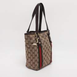 Pre Owned Gucci Beige/Brown GG Canvas and Leather Jolicoeur Tote
