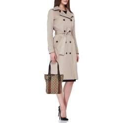 Pre Owned Gucci Beige/Brown GG Canvas and Leather Jolicoeur Tote