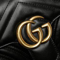 Pre Owned Gucci Black Small GG Marmont Matelasse Leather Shoulder Bag