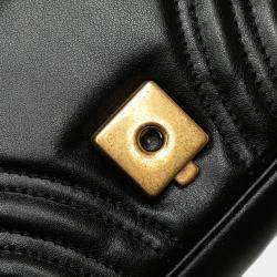 Pre Owned Gucci Black Small GG Marmont Matelasse Leather Shoulder Bag