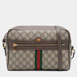 Pre Owned Gucci Brown GG Supreme Ophidia Crossbody