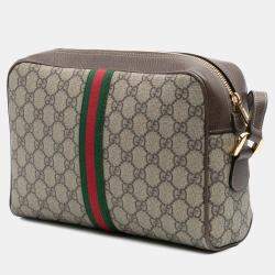 Pre Owned Gucci Brown GG Supreme Ophidia Crossbody