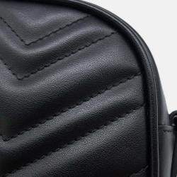 Pre Owned Gucci GG Marmont Small Camera Bag Black Leather Size Small