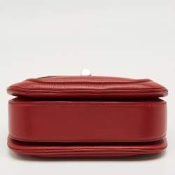 Pre Owned Gucci Red Leather Medium New Bamboo Top Handle Bag