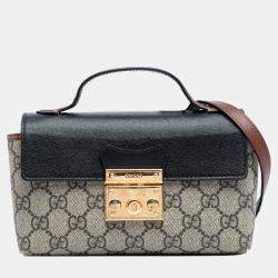 Pre Owned Gucci Brown Mini GG Supreme Padlock Satchel