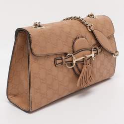 Pre Owned Gucci Beige Guccissima Leather Medium Emily Chain Shoulder Bag