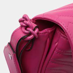 Pre Owned Gucci Pink Small Calfskin GG Marmont 2.0 Satchel