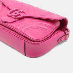 Pre Owned Gucci Pink Small Calfskin GG Marmont 2.0 Satchel