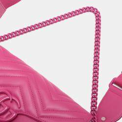Pre Owned Gucci Pink Small Calfskin GG Marmont 2.0 Satchel
