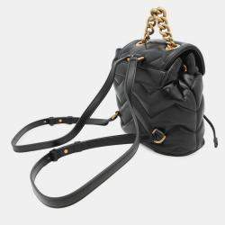 Pre Owned Gucci Gg Marmont Mini Backpack In Leather Black
