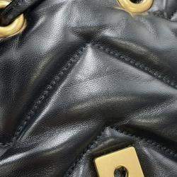 Pre Owned Gucci Gg Marmont Mini Backpack In Leather Black