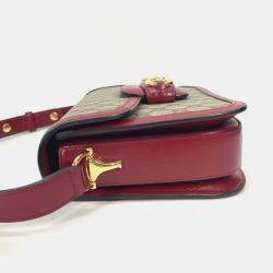 Pre Owned Gucci Gg Supreme Horsebit 1955 Shoulder Bag Beige Canvas/Leather