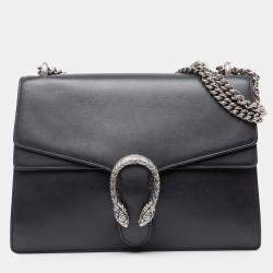 Pre Owned Gucci Black Medium Leather Dionysus Shoulder Bag