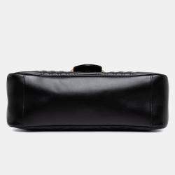 Pre Owned Gucci Black Medium GG Marmont Matelasse Leather Top Handle Satchel