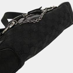 Pre Owned Gucci Black Horsebit GG Handbag