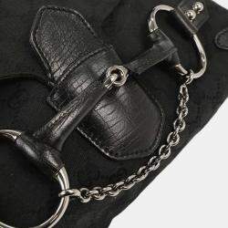 Pre Owned Gucci Black Horsebit GG Handbag