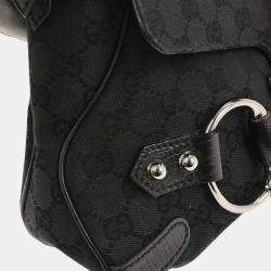 Pre Owned Gucci Black Horsebit GG Handbag