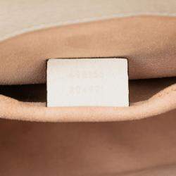 Pre Owned Gucci Brown White Small GG Supreme Flora Padlock Tote
