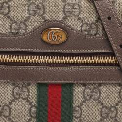 Pre Owned Gucci Beige/Brown GG Supreme Canvas and Leather Small Ophidia Crossbody Bag