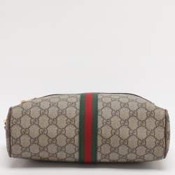 Pre Owned Gucci Beige/Brown GG Supreme Canvas and Leather Small Ophidia Crossbody Bag