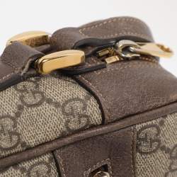 Pre Owned Gucci Beige/Brown GG Supreme Canvas and Leather Small Ophidia Crossbody Bag