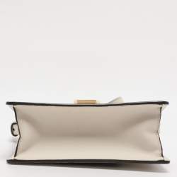 Pre Owned Gucci White Leather Mini Web Sylvie Top Handle Bag