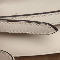 Pre Owned Gucci White Leather Mini Web Sylvie Top Handle Bag