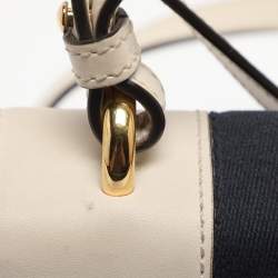 Pre Owned Gucci White Leather Mini Web Sylvie Top Handle Bag