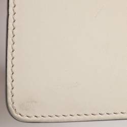 Pre Owned Gucci White Leather Mini Web Sylvie Top Handle Bag