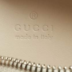 Pre Owned Gucci White Mix Quilted Leather Mini GG Marmont Camera Bag 