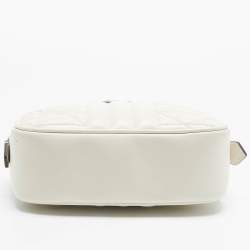 Pre Owned Gucci White Mix Quilted Leather Mini GG Marmont Camera Bag 