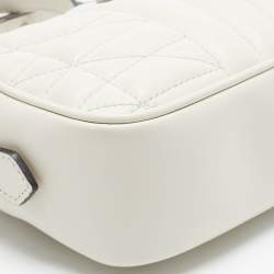 Pre Owned Gucci White Mix Quilted Leather Mini GG Marmont Camera Bag 
