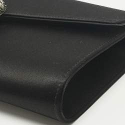 Pre Owned Gucci Black Satin Dionysus Crystals Clutch